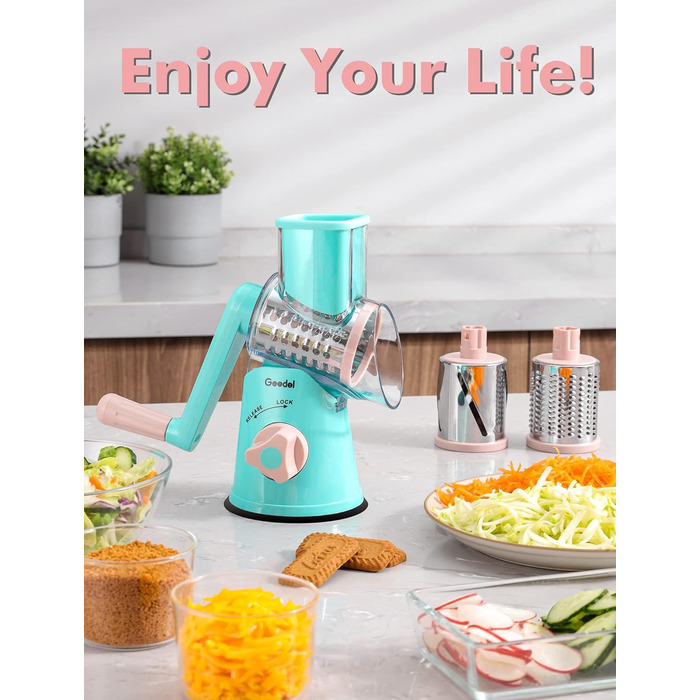 Терка для сыра, терка для овощей с 3 барабанными лезвиями, барабанная терка Более быстрая и легкая нарезка, овощерезка Идеально подходит для сыра, огурцов, творога, орехов и т. Д. (Гранкасиний)