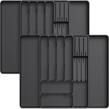 Органайзер для столових приладів 60 х 40 х 4,6 см 2 шт чорний Lifewit