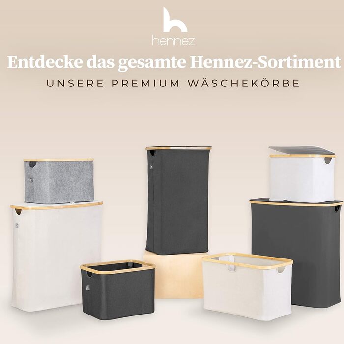 Ящик для белья 150 л - Корзина для белья 3 отделения - Крышка - Сортировщик белья с мешком для белья - Корзины для белья - Серый бамбук - Корзина для белья - Система сортировки белья - Сборник для белья 3) 150л Серый