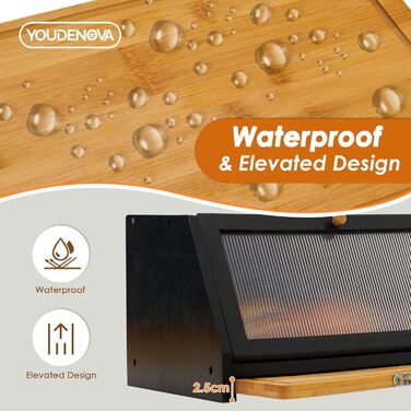 Хлібниця з обробною дошкою чорний YOUDENOVA