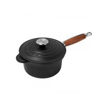 Ківш з деревяною ручкою і кришкою 18 см, чорний Black Le Creuset