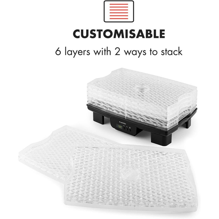 Дегідратор на 6 полиць, 550 Вт, чорний Bananarama Klarstein