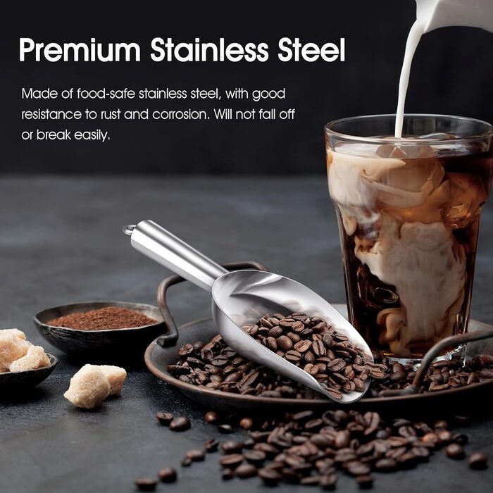 Ложка для морозива Herogo, ложка для харчових цукерок з нержавіючої сталі 680 мл, велика металева ложка для борошна для домашніх тварин, кава, цукерки, міцна та світловідбиваюча, можна мити в посудомийній машині 24 унції (680 мл)