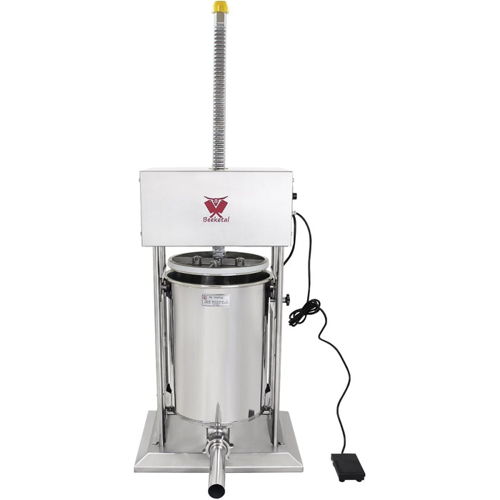 Промислова машина для наповнення ковбас Beeketal &39BTH07&39 з нержавіючої сталі (об&39єм 7 л/горизонтальна конструкція), професійна машина для наповнення ковбас з 2-швидкісним повністю металевим механізмом і рукояткою, включаючи 5 насадок для напов