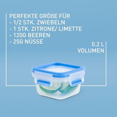 Набір контейнерів для зберігання продуктів EMSA Clip & Close, прямокутні, 5 x 0,8 л, коробки для зберігання, 100 герметичні, придатні для миття в посудомийній машині, морозильної камери та мікрохвильової печі, прозорі, сині, зроблені в Німеччині, N10307 (