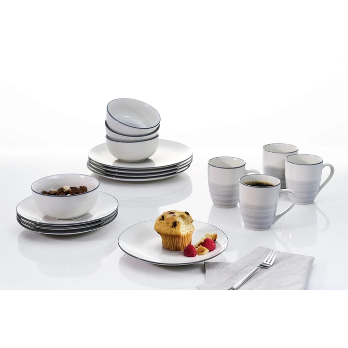 Обідній сервіз на 4 персони, 16 предметів, сірий LUNA Ritzenhoff & Breker