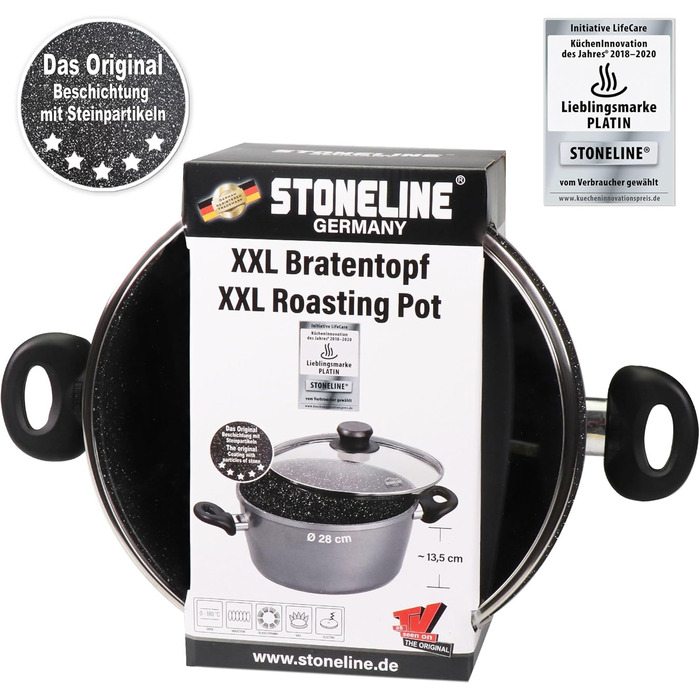 Каструля 7 л алюмінієва зі скляною кришкою 28 см STONELINE