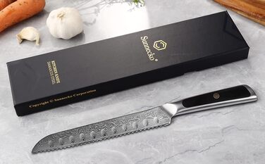 Дамаський ніж Sunnecko 20 см Кухонний ніж шеф-кухаря - гострий ніж з дамаської сталі, кухонний ніж з ергономічною ручкою