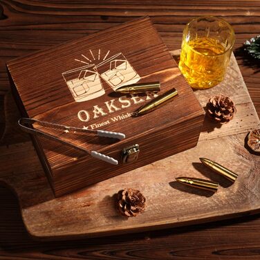 Подарунковий набір віскі з 2 склянки для віскі та 6 камінням для віскі Oaksea