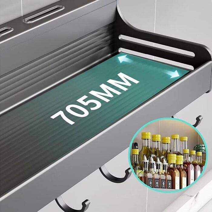 Настінний органайзер для кухонного приладдя 40 см сірий FYHTC