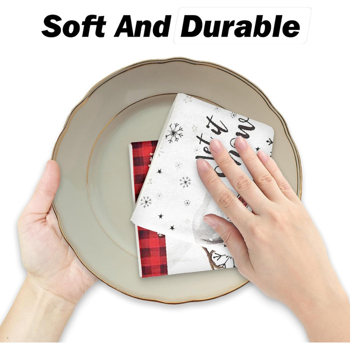 Набір з 2 різдвяних кухонних рушників Сніговик, Ялинки 43 x 66 см YAXZIM