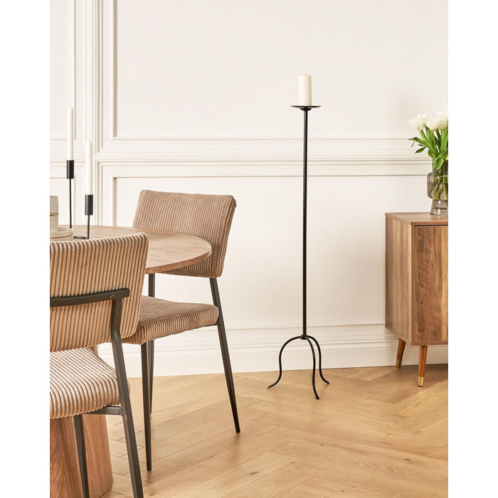 Підсвічник для підлоги з заліза чорного кольору 120 см, сучасний, Almada