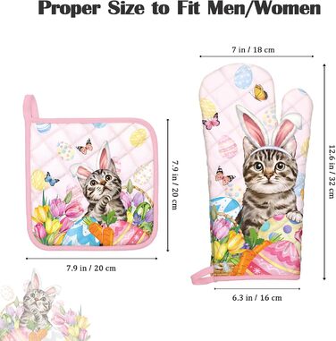 Різдвяний набір із 2 рукавичок для духовки та прихваток Arquiel, 100 бавовняні кулінарні рукавички, термостійкі кухонні рукавички для приготування їжі, різдвяні подарунки для жінок на декор кухні (Великдень 02, рукавички для духовки прихватки)