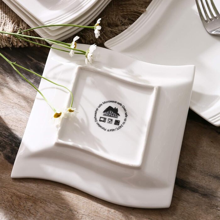 Серія FLORA, набір з 6 порцелянових креманки для каш, миски для рису 450 мл, закусочної миски, десертної миски для салату, супів, рамен, фруктів і т.д. 13,5x13,5x5,4 см (біла, десертна тарілка 6 шт.)