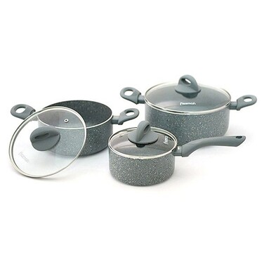 Набір посуду 6 предметів зі скляними кришками Fissman VULCANO