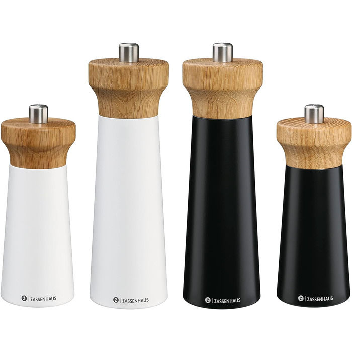 Чорна/букова деревина Головка млина з деревини дуба з плавним регулюванням високопродуктивної керамічної шліфувальної машини Млин для спецій для перцю 14 см, Ø 5,4 см Чорний/Дуб