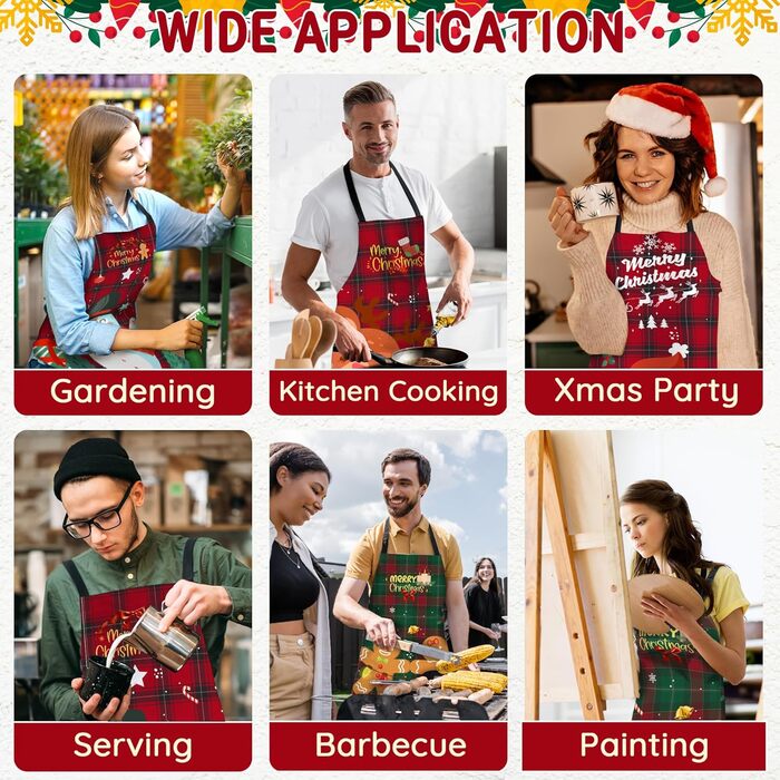 Набір з 4 різдвяних кухонних фартухів 90 x 100 см FunChaos