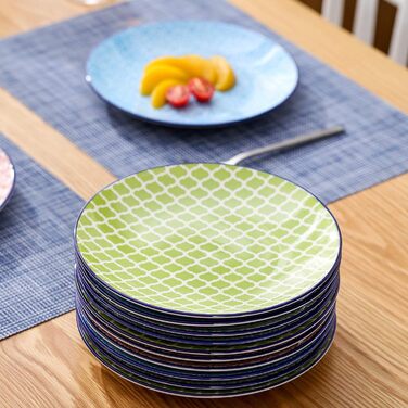 Тарілка десертна ванкассо порцеляна, 12 шт. Тарілка для торта кольорова, макарон Ø 21,5 см Тарілка плоска для сніданку Макарони 12 шт. тарілка для торта