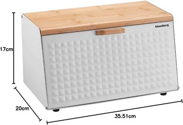 Хлібниця дерев'яна з нержавіючої сталі білий 35,5 х 20 х 17 см Klausberg