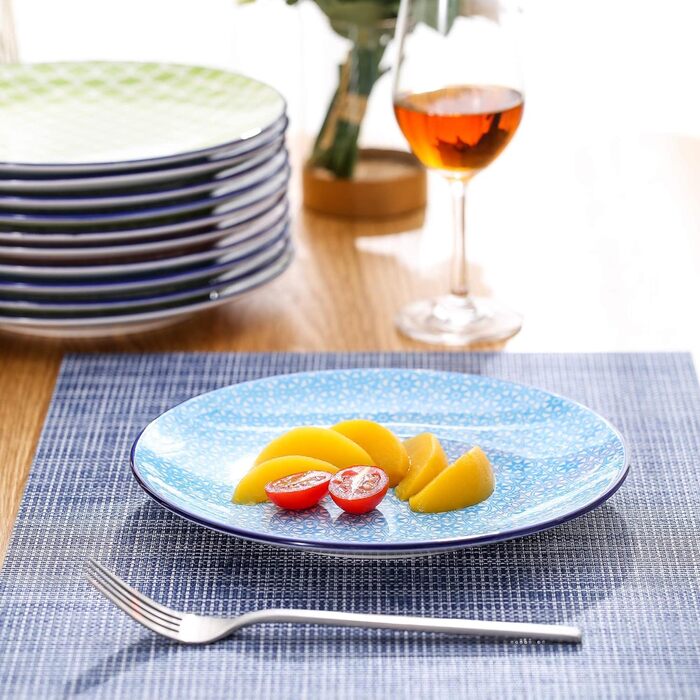 Тарілка десертна ванкассо порцеляна, 12 шт. Тарілка для торта кольорова, макарон Ø 21,5 см Тарілка плоска для сніданку Макарони 12 шт. тарілка для торта