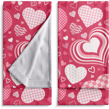 Різдвяні кухонні рушники Kwlegh, рушник для рук, різдвяна ялинка, цукерка-тростина, сніжинка, рушник для пальців, набір з 2 шт. , милий чоловічий банний рушник, високопоглинаючі рушники, 36 x (рожеві з сердечками)