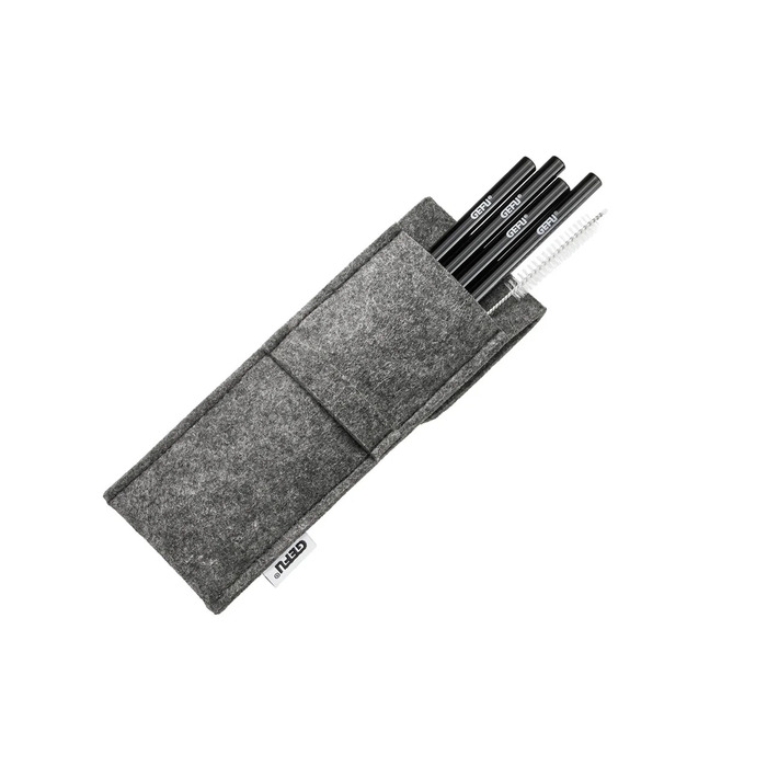 Набор трубочек для коктейля 18 см, черные, 4 предмета в чехле Future Gefu