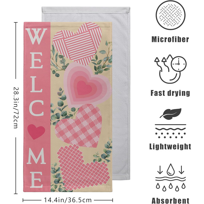 Різдвяні кухонні рушники Kwlegh, рушник для рук, різдвяна ялинка, цукерка-тростина, сніжинка, рушник для пальців, набір з 2 шт. , милий чоловічий банний рушник, високопоглинаючі рушники, 36 x (серце з евкаліптом)