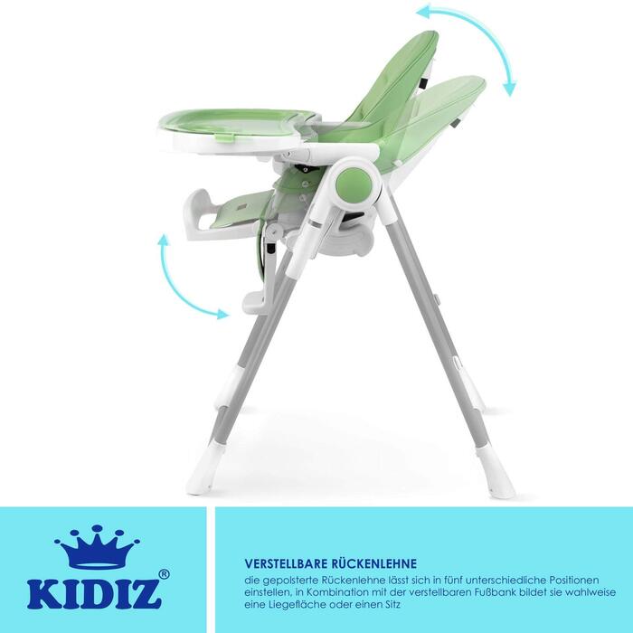 Дитячий стільчик для годування від 6 місяців зелений Kidiz