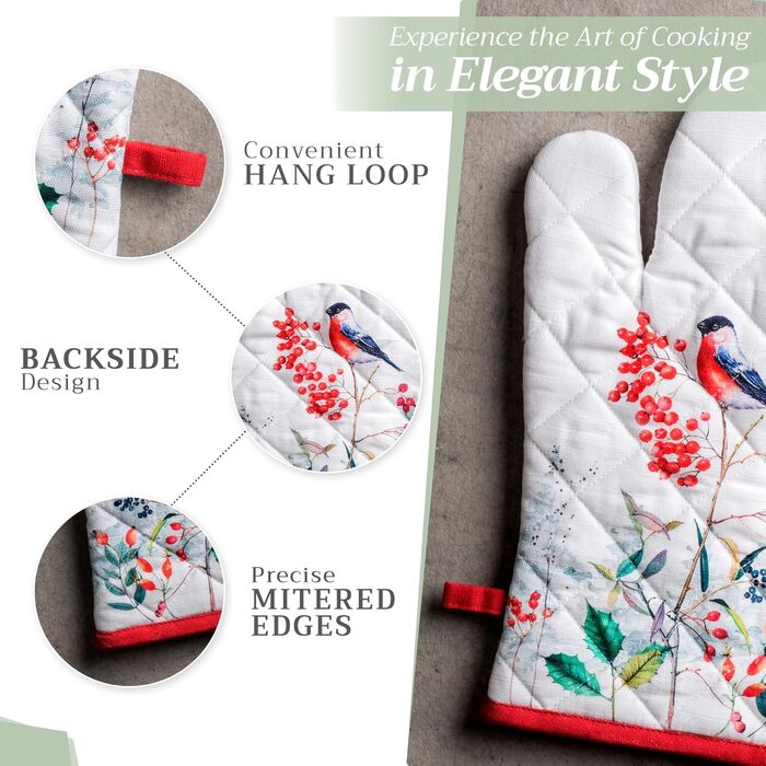 Рукавичка для духовки 19х33 см та прихватка для каструль 20х20 см, набір 2 предмети Maison d' Hermine