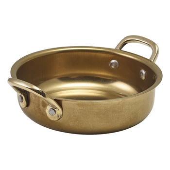 Сковорода для подачи 13.5*3.75 см, 460 мл, круглая, металлическая, Gold Vintage Steel, GenWare