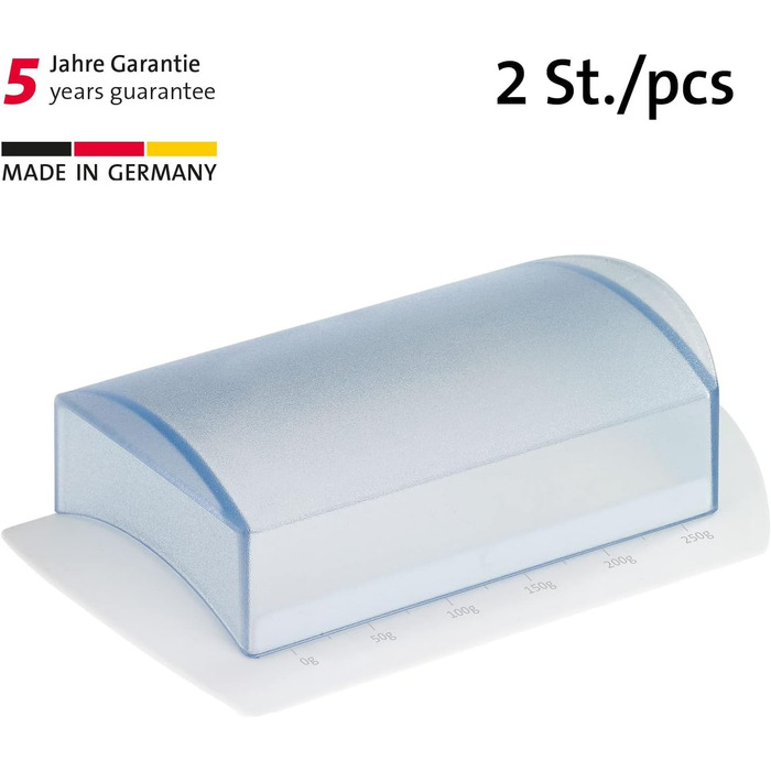 Маслянка Westmark - ідеально підходить для сервірування та зберігання - можна мити в посудомийній машині - спеціальний рельєф для надійного захоплення (зі шкалою, набір з 2 шт. )