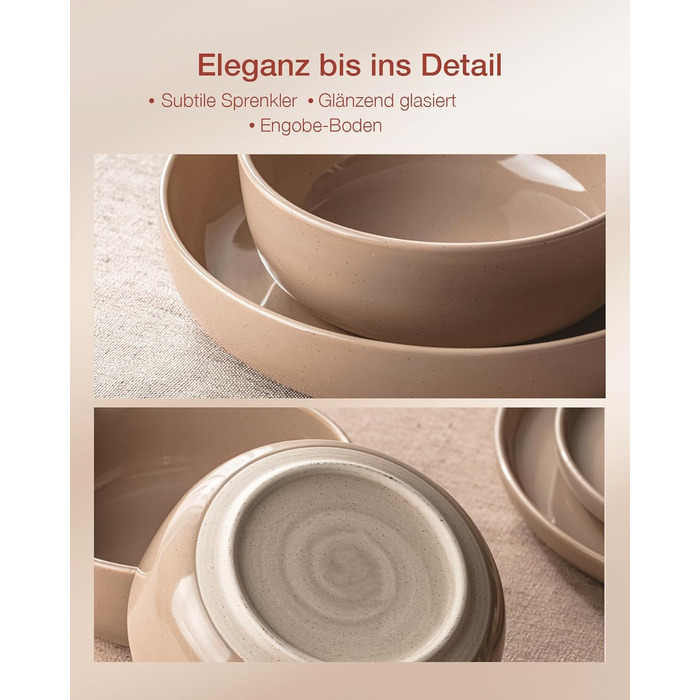 Набір посуду Richmount Nebula для 6 осіб, набір тарілок та мисок із 18 предметів, набір посуду з крапчастої кераміки, можна використовувати в мікрохвильовій печі та мийній машині, сервірування Nebula для 6 осіб (кольору Cinnamon Brown, сервірування Milkyw