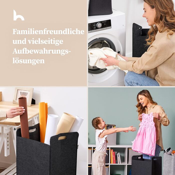 Кошики для зберігання, сумісні з IKEA KALLAX Shelf - Кошик для зберігання деревини Small Anthracite - Коробка для зберігання Полиця Кошик для зберігання - Паперовий ящик Кошик з фетру Складний кошик для білизни (75 л, темно-сірий)