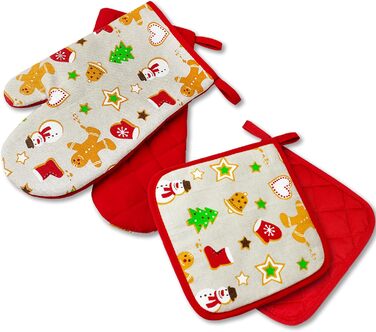 Кухонний, червоний, 1 пара, ЗІЗ категорії II, термостійкий до 250C, перевірений та сертифікований продукт (прихватки, різдвяні)