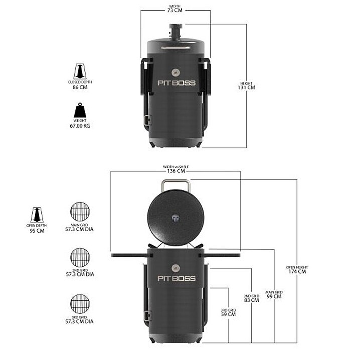 Угольный смокер Pit Boss Champion, бочковая форма, коптильня-гриль, 10806 Код: 011111