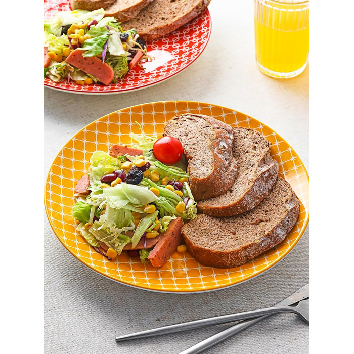 Набори керамічного посуду DOWAN, Набір посуду на 4 особи, Набори декоративних тарілок і мисок, Порцелянові салатні тарілки, Чашки та Супові миски для кухні, Набір подарункового посуду на новосілля (набір посуду з 12 предметів, 12 предметів)