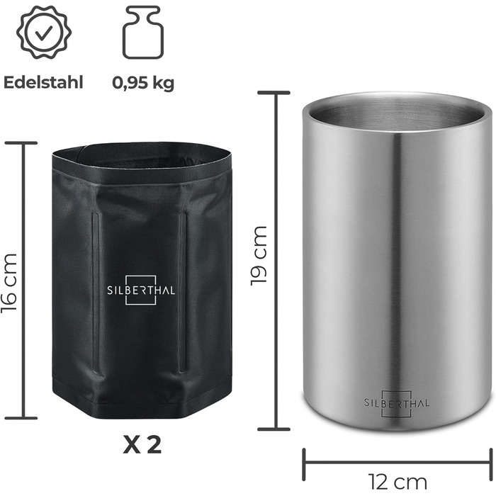 Охолоджувач вина з 2 манжетами Silberthal