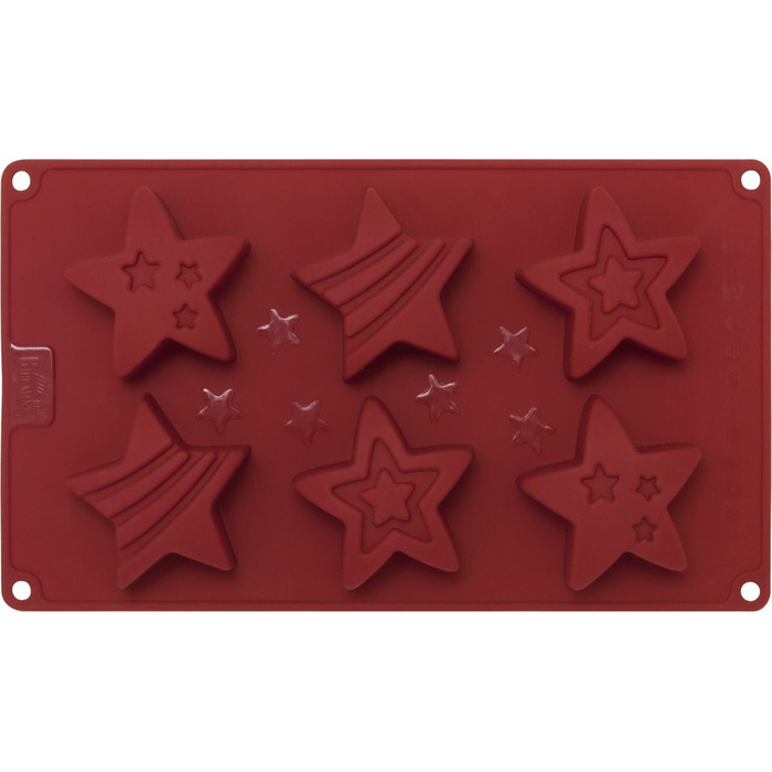 Форма для випічки у вигляді зірочок середня, червона, 17 x 29,5 x 3,5 см, RBV Birkmann