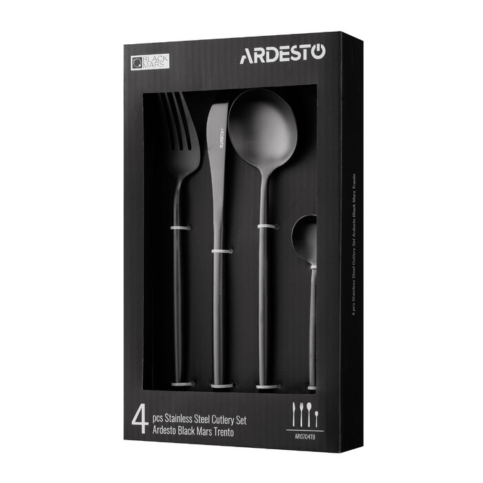ARDESTO Набір столових приборів Black Mars Trento, 4 прибори, нержавіюча сталь, чорний