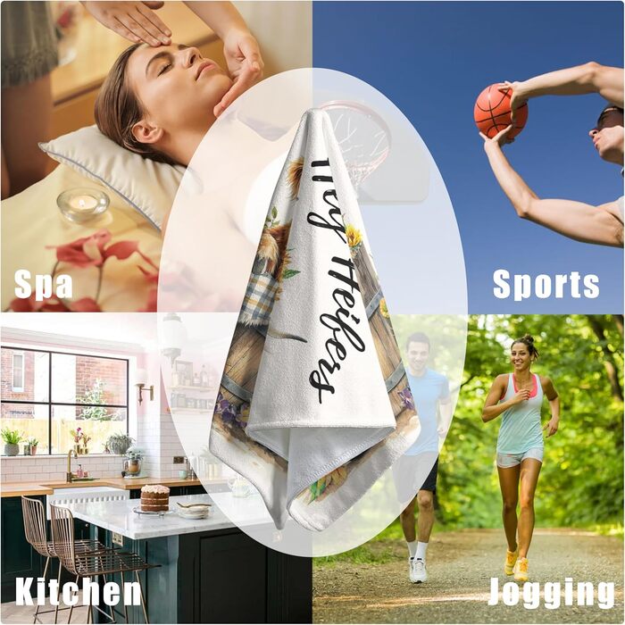 Різдвяні кухонні рушники Kwlegh, рушник для рук, різдвяна ялинка, цукерка-тростина, сніжинка, рушник для пальців, набір з 2 шт. , милий чоловічий банний рушник, високопоглинаючі рушники, 36 x (Highland Cow)