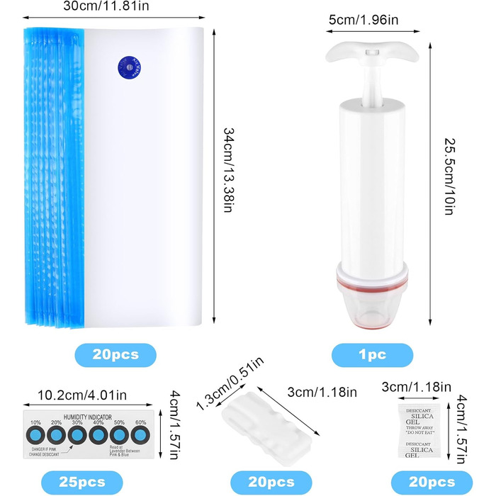 Комплект вакуумні пакети 20 пакетів 34 x 30 см MXTIMWAN