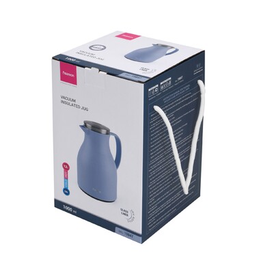 Термоглечик Fissman 1000 мл, колір СИНІЙ пластиковий корпус зі скляною колбою (19847)