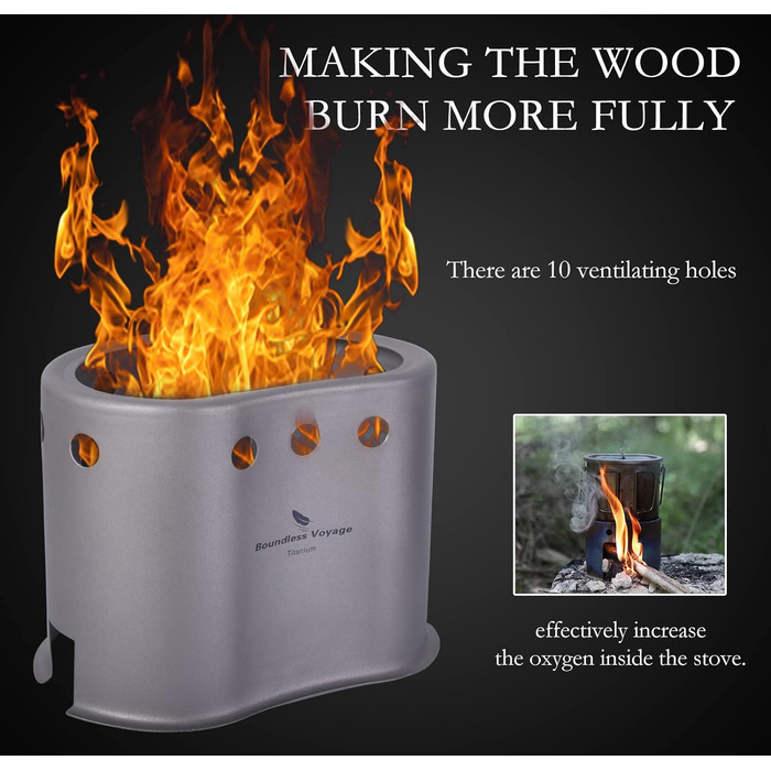 Мл Набір титанових кемпінгових печей зі складною ручкою та кільцем для підвішування Пікнік на свіжому повітрі 2 в 1 Їдальня у формі нирки Набір дров'яних печей Легкий клапан Підвісна конфорка для 1 людини Ti2005C, 800