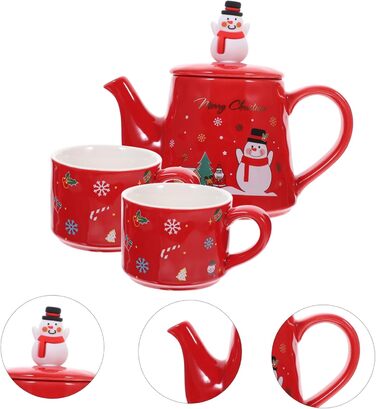 Керамический набор чайников с рождественским мотивом 550 мл снеговика. WEKADRIN