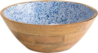 Піднос/тарілка Манго, дерево манго, внутрішнє покриття епоксидною смолою, Ø 35,5 см Ø 35,5 см, висота 2,5 см (біло-блакитний, Ø 30 см, висота 10,5 см), 1058