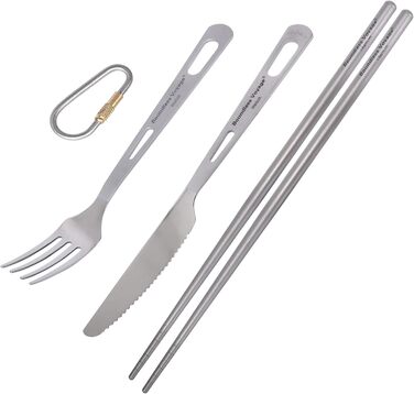 Безмежна подорож Титановий посуд Кемпінговий ніж і виделка Ложка Домашнє використання Набір столових приборів для подорожей для кемпінгу (Ti1529BQ)