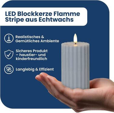 Світлодіодна свічка Стовпчик у формі зірки () світлодіодна воскова свічка з мерехтливим полумям, 15 см x 7,5 см, функція таймера, працює від батарейок (батарейки не входять до комплекту) для використання в приміщенні, зелена (синьо-сіра)