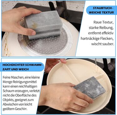 Набір губок для миття посуду 12 шт. 10 x 7 x 4,5 см сірий dusaniyali