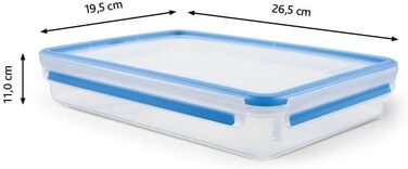 Набір контейнерів для зберігання продуктів EMSA Clip & Close, прямокутні, 5 x 0,8 л, коробки для зберігання, 100 герметичні, придатні для миття в посудомийній машині, морозильної камери та мікрохвильової печі, прозорі, сині, зроблені в Німеччині, N10307 (