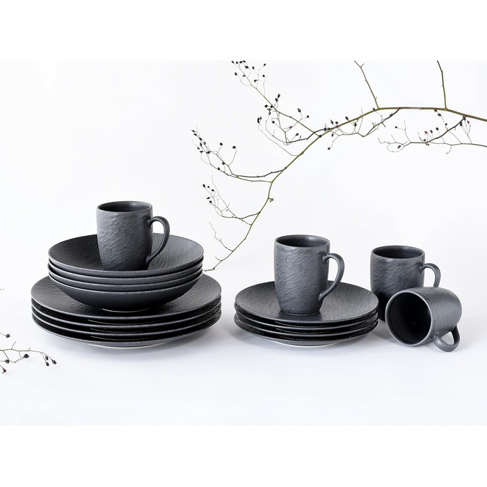 Серія Slate чорний, набір посуду, 16 предметів (набір кухлів), 20539